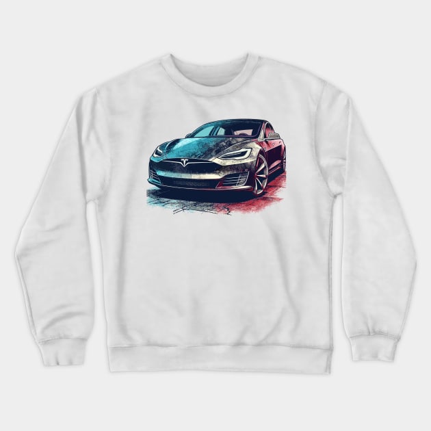 Tesla Model S Crewneck Sweatshirt by Vehicles-Art